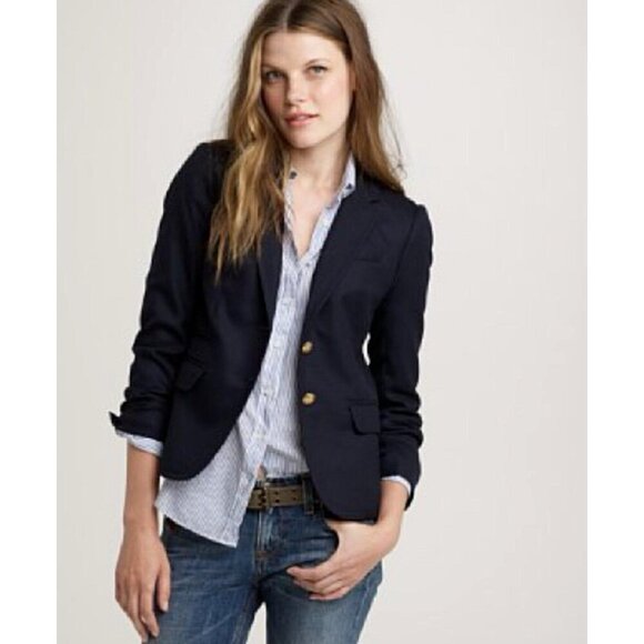 NEW! J.Crew Schoolboy Blazer Wool Blend Navy Blue SZ 6 - Picture 1 of 14
